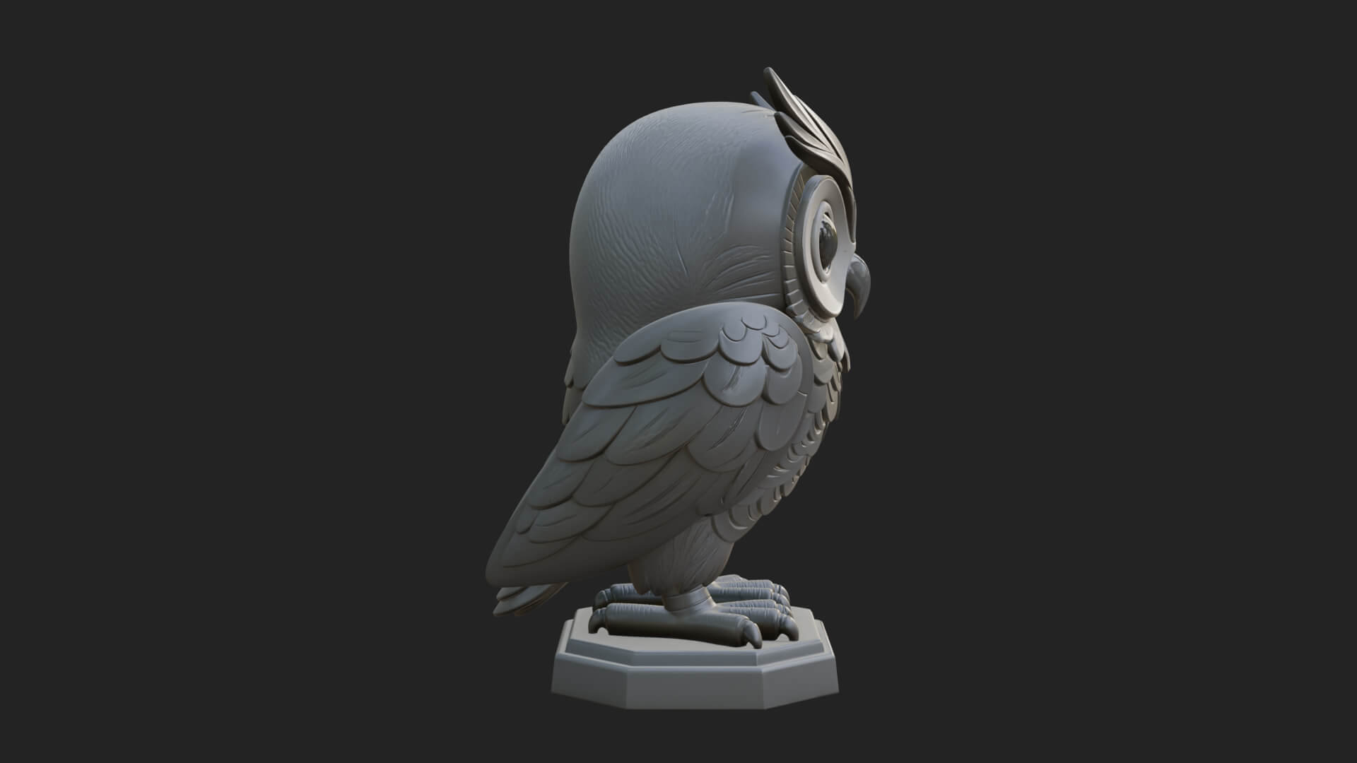 Horned Owl Bird Statue Design 4 3D Print Model 3D Model