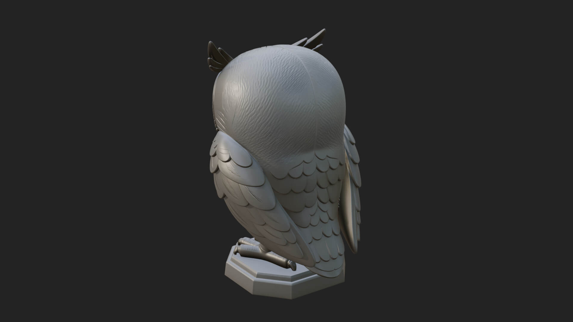 Horned Owl Bird Statue Design 4 3D Print Model 3D Model
