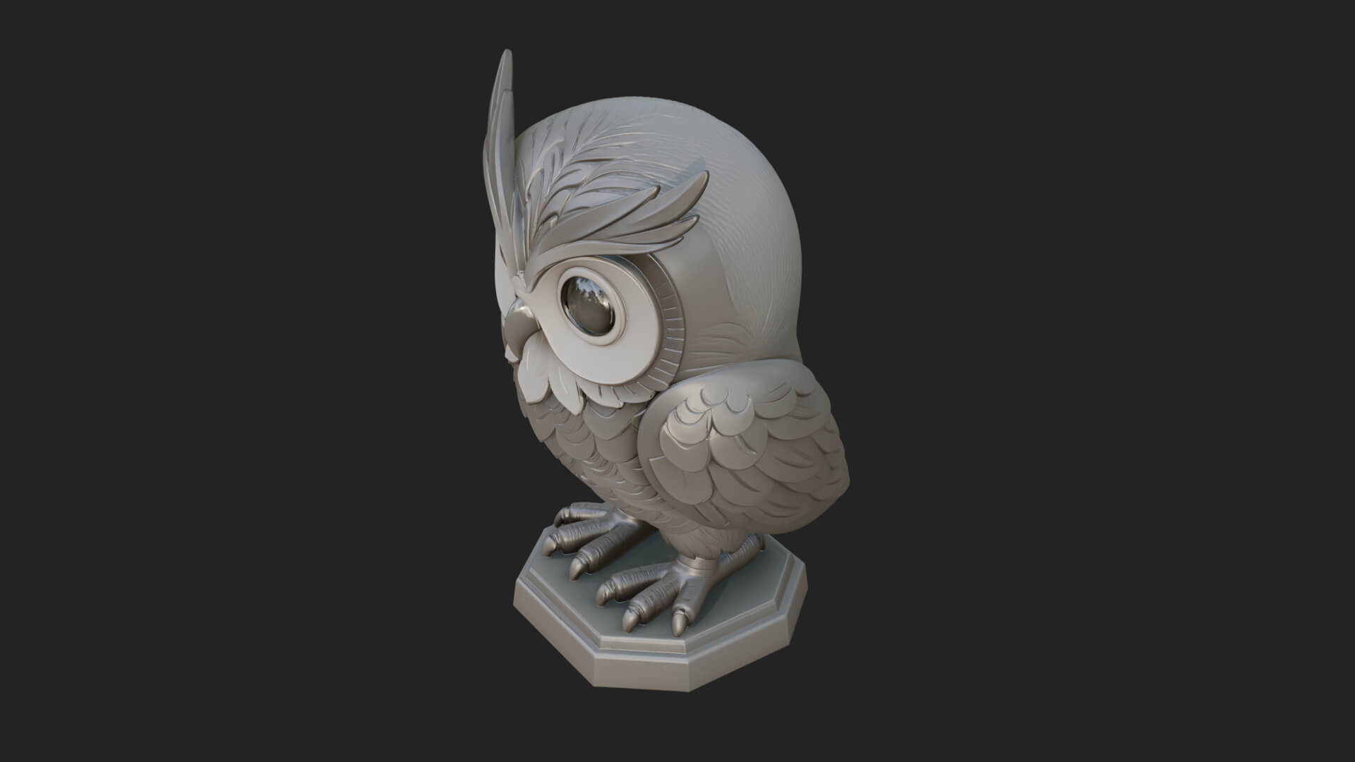 Horned Owl Bird Statue Design 4 3D Print Model 3D Model