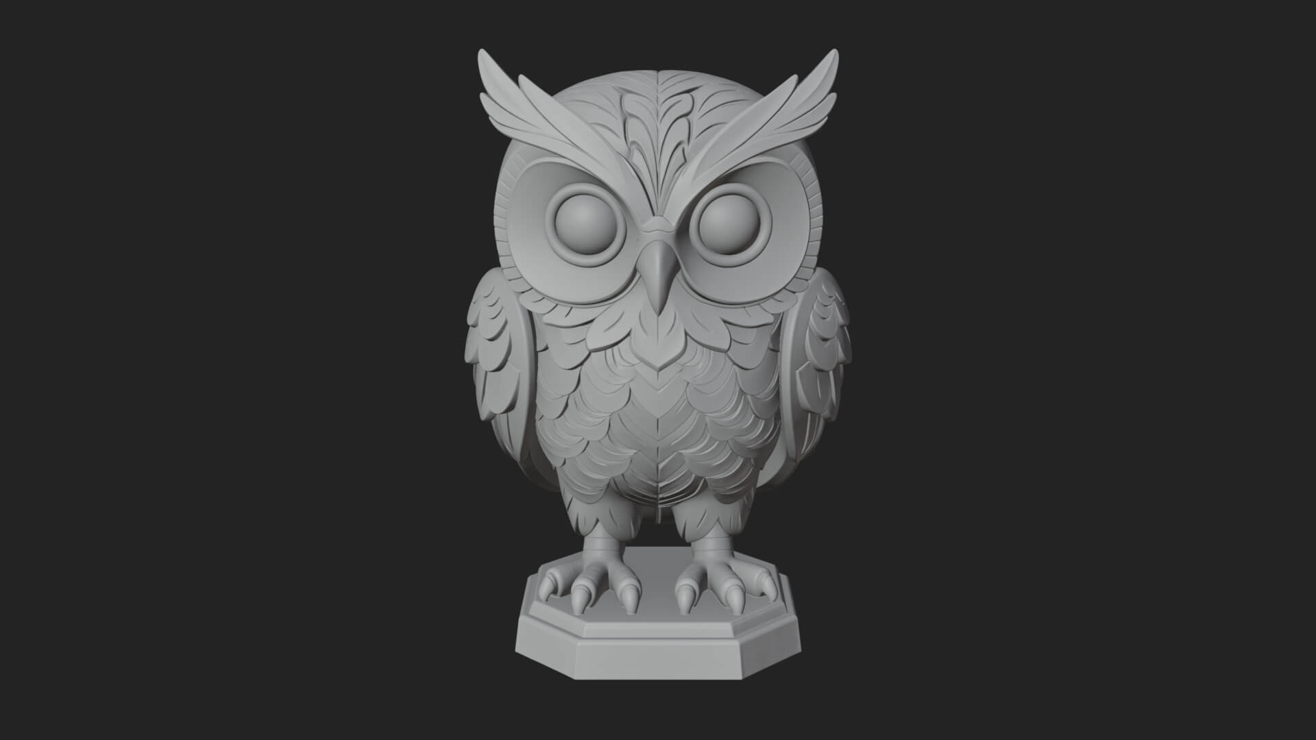 Horned Owl Bird Statue Design 4 3D Print Model 3D Model