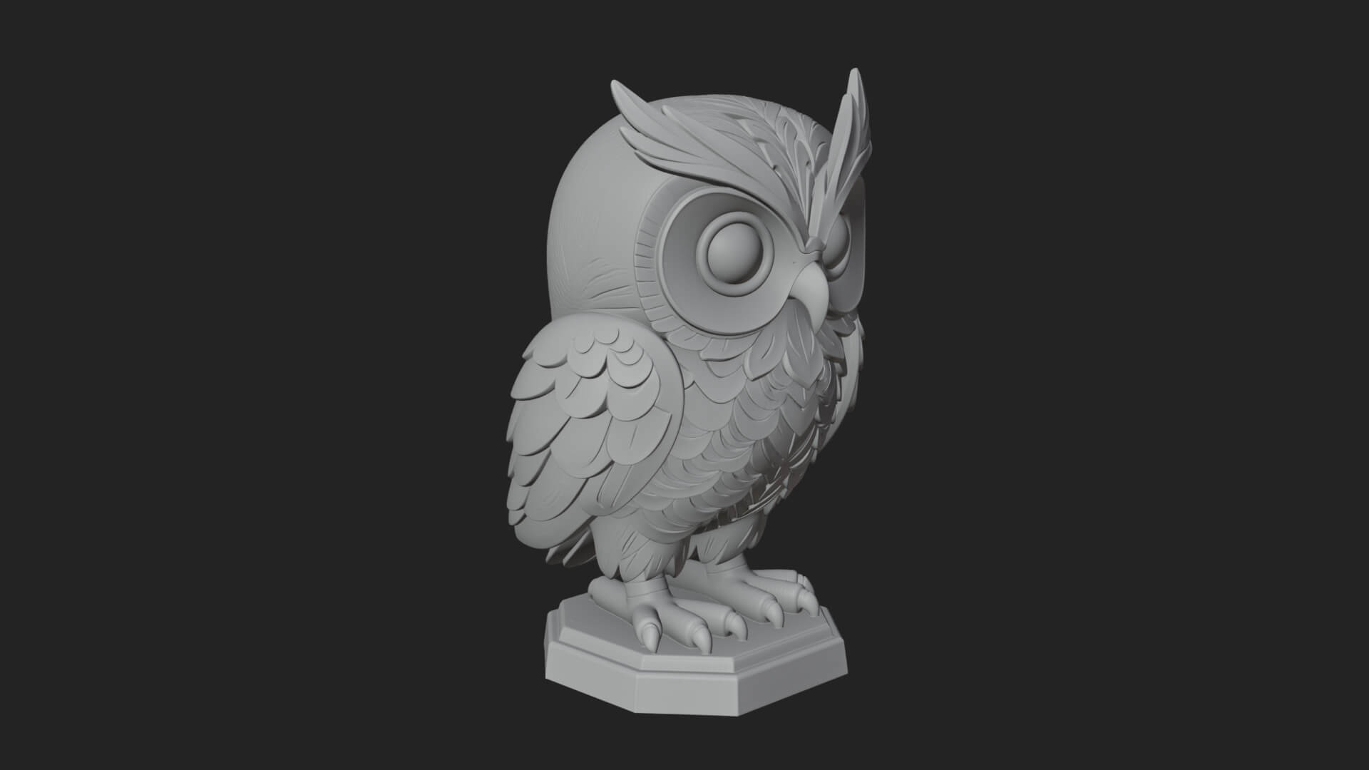 Horned Owl Bird Statue Design 4 3D Print Model 3D Model