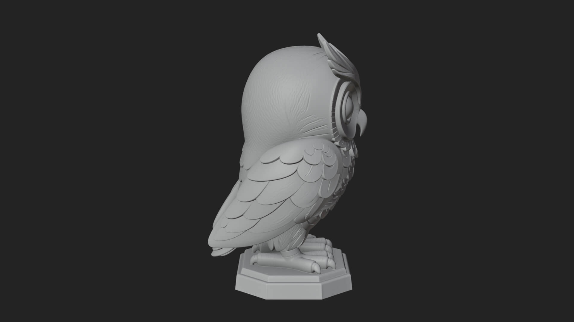 Horned Owl Bird Statue Design 4 3D Print Model 3D Model