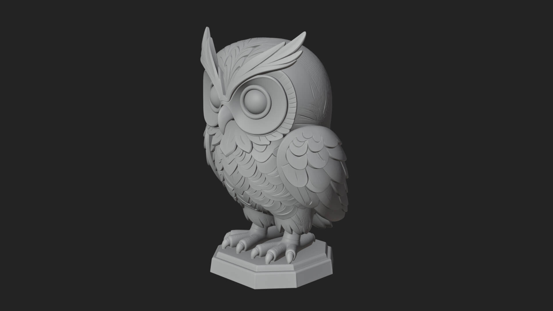 Horned Owl Bird Statue Design 4 3D Print Model 3D Model