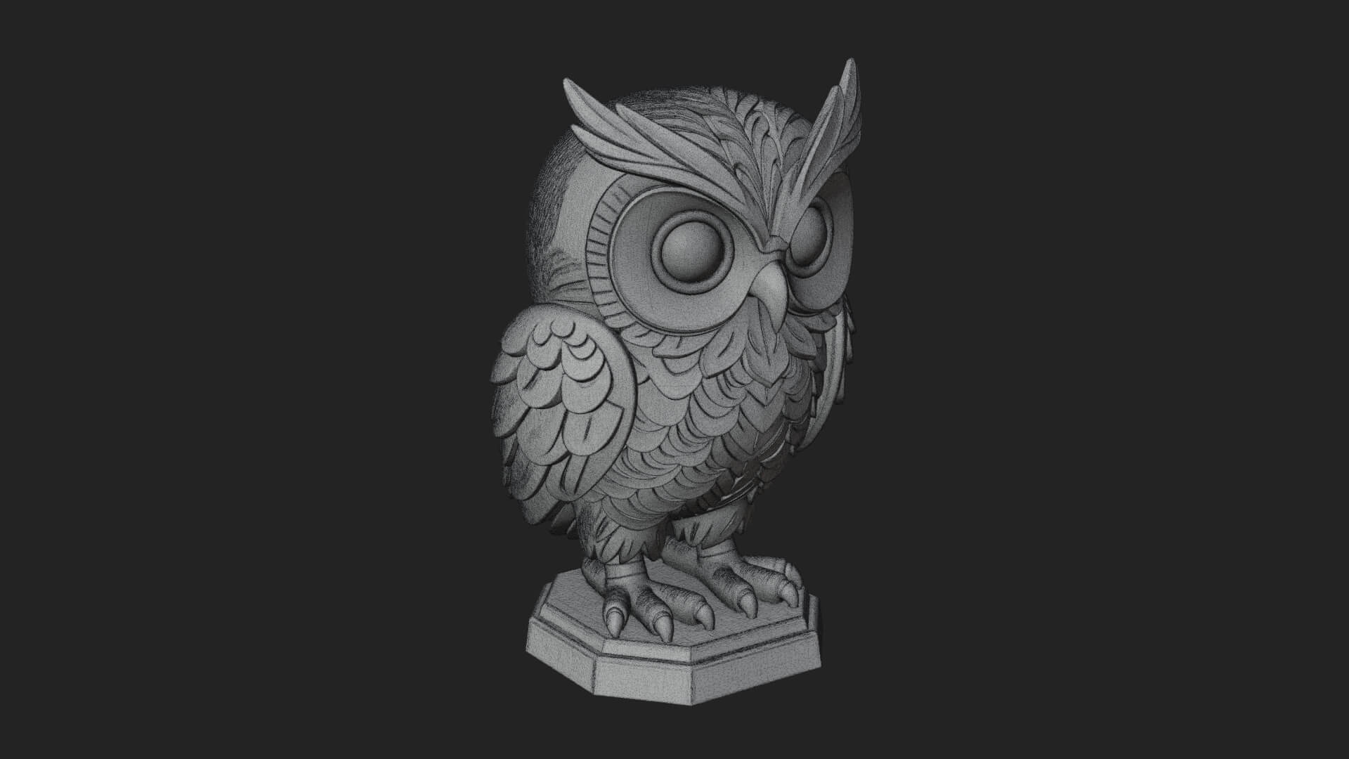 Horned Owl Bird Statue Design 4 3D Print Model 3D Model