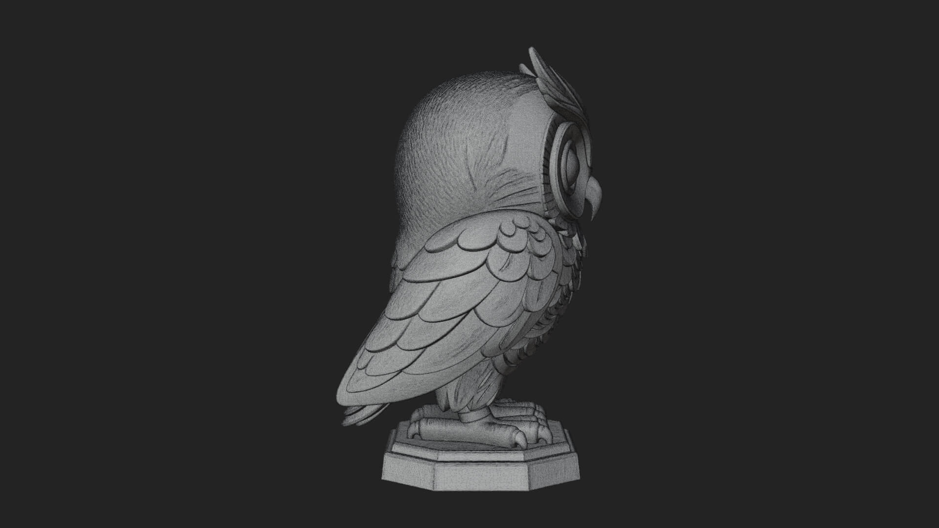 Horned Owl Bird Statue Design 4 3D Print Model 3D Model