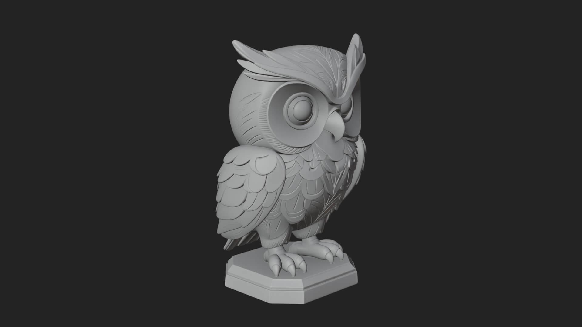 Horned Owl Bird Statue Design 5 3D Print Model 3D Model