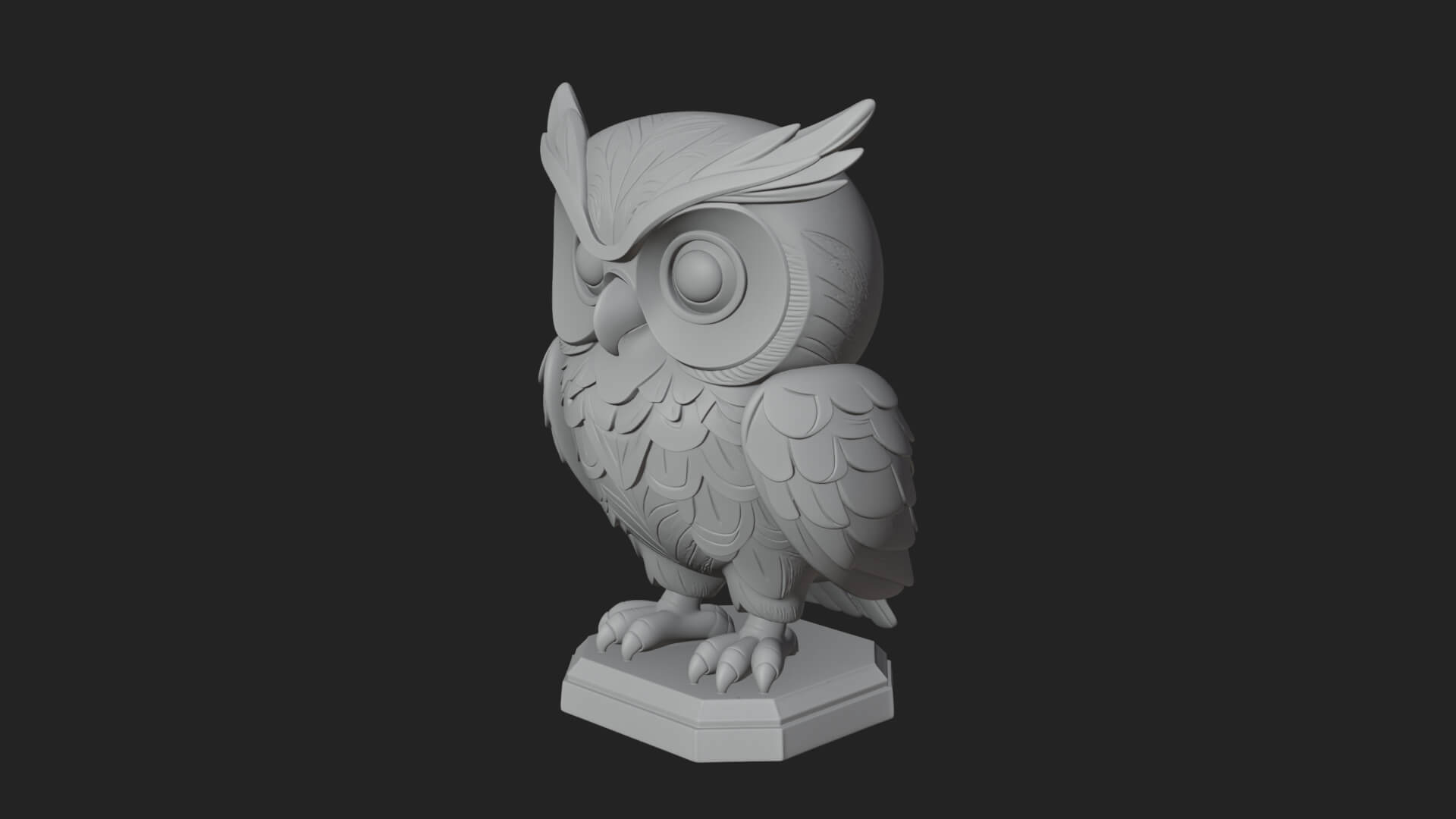 Horned Owl Bird Statue Design 5 3D Print Model 3D Model