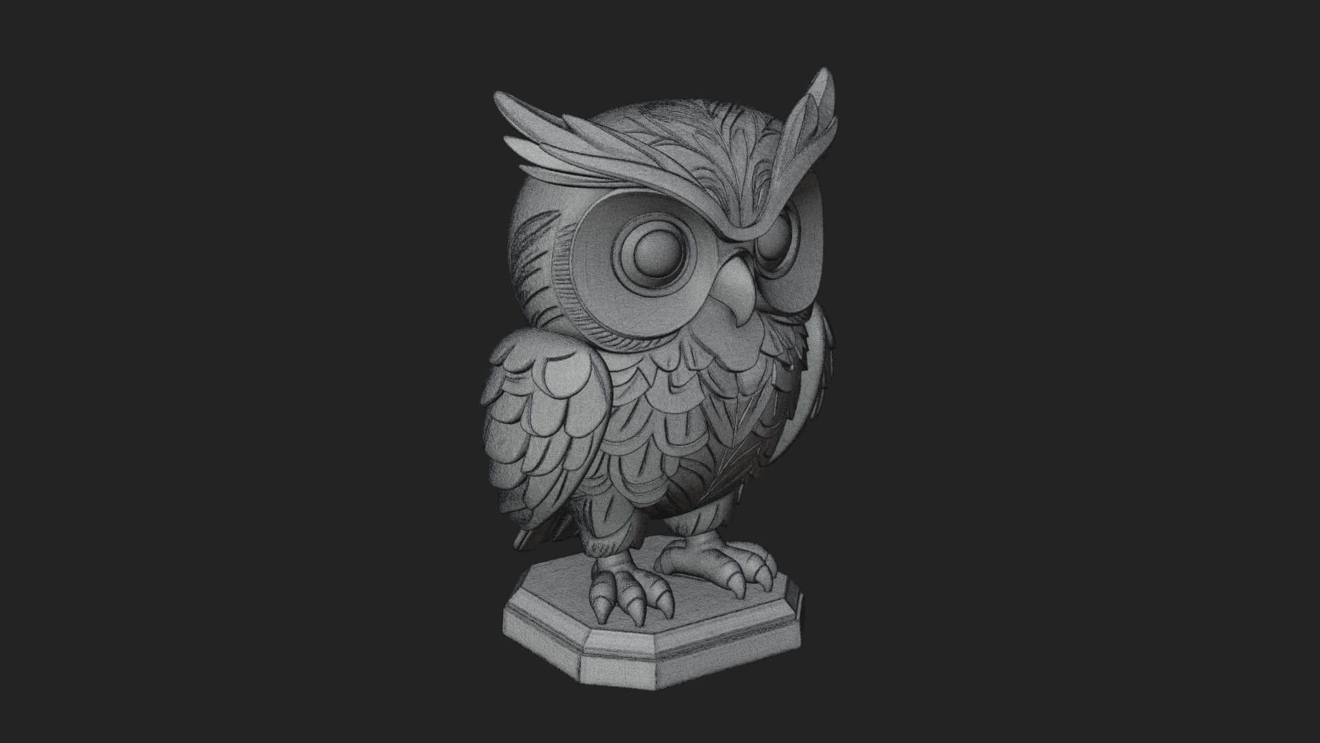 Horned Owl Bird Statue Design 5 3D Print Model 3D Model