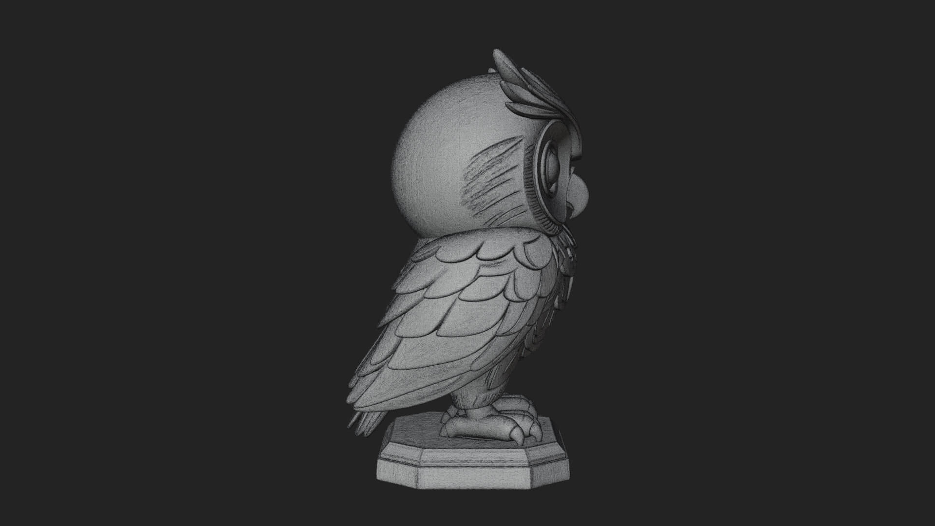 Horned Owl Bird Statue Design 5 3D Print Model 3D Model