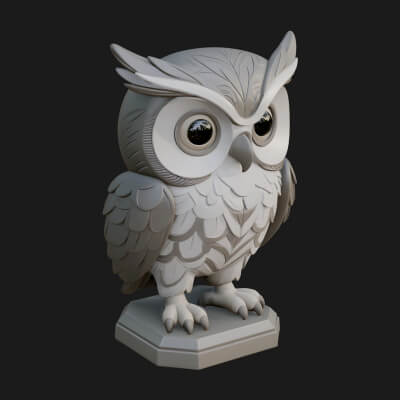 Horned Owl Bird Statue Design 5 3D Print Model