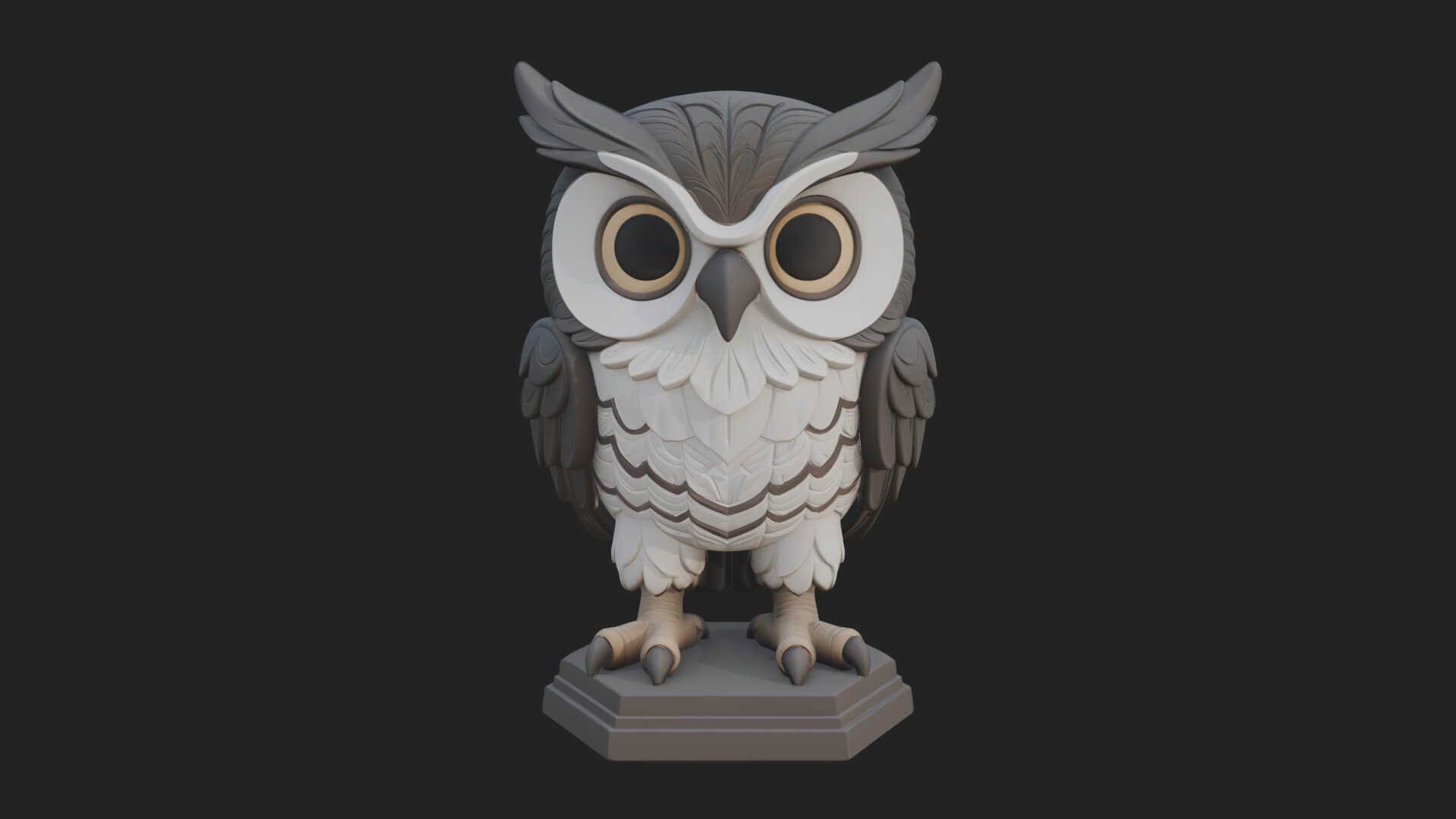 Horned Owl Bird Statue Design 6 3D Print Model 3D Model
