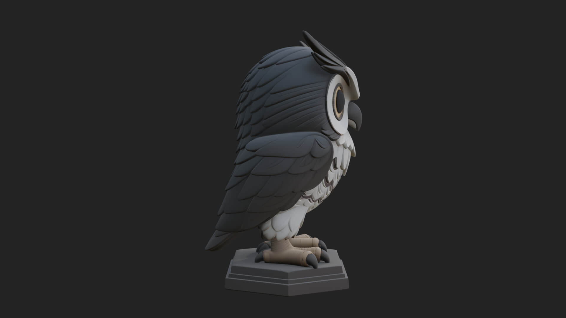Horned Owl Bird Statue Design 6 3D Print Model 3D Model