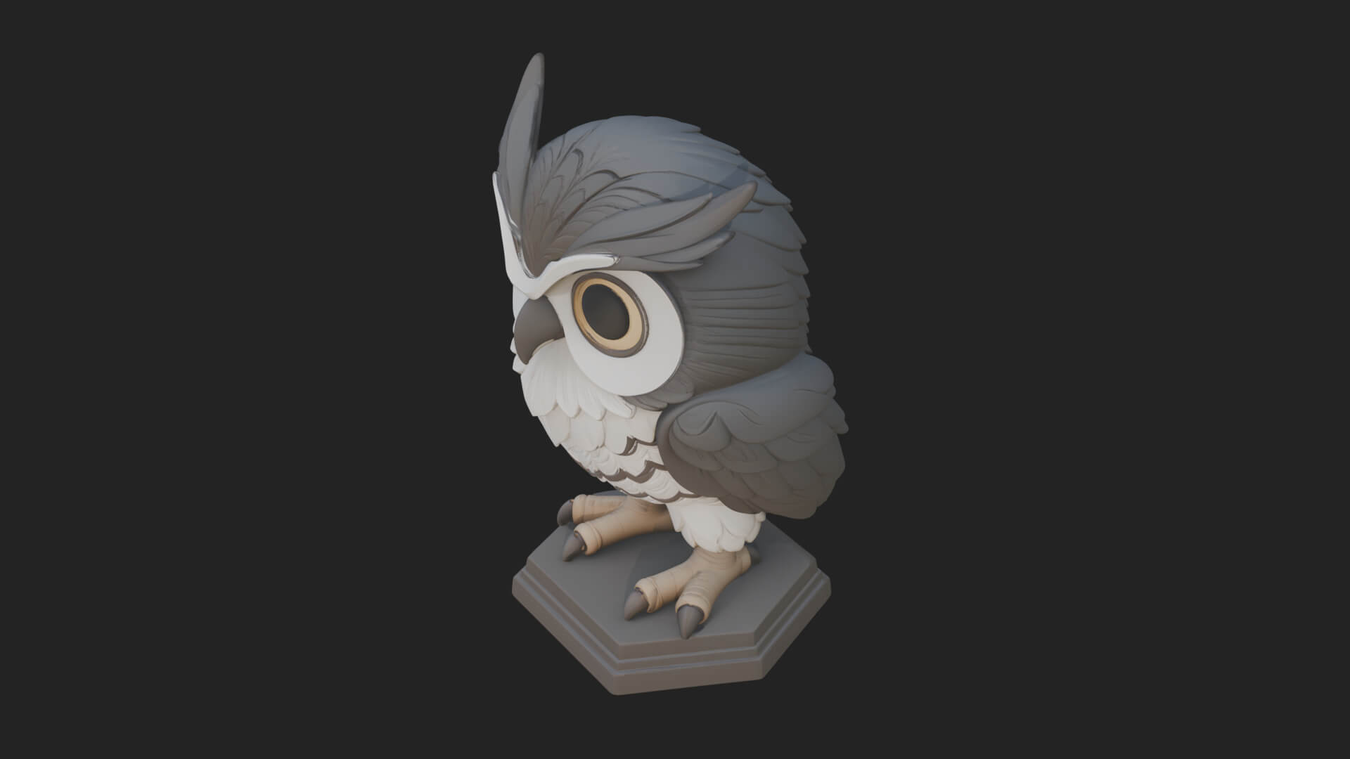 Horned Owl Bird Statue Design 6 3D Print Model 3D Model