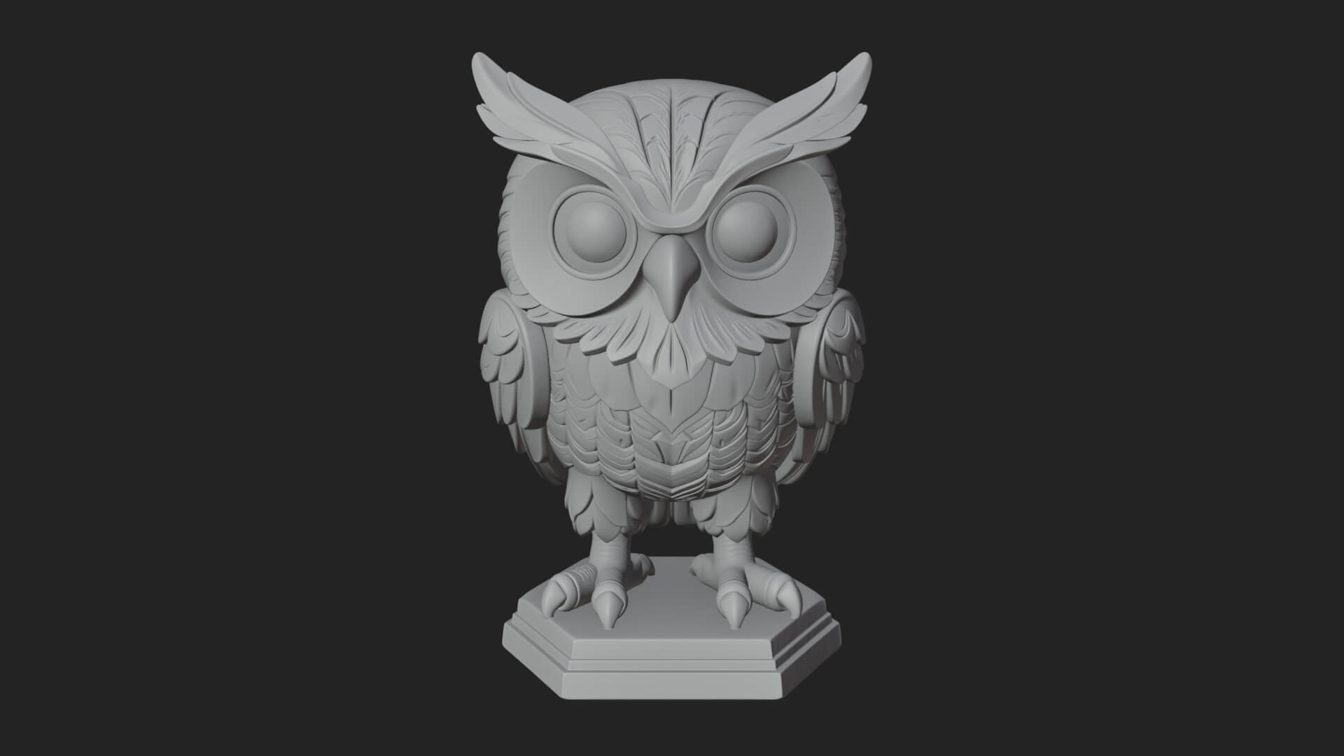 Horned Owl Bird Statue Design 6 3D Print Model 3D Model