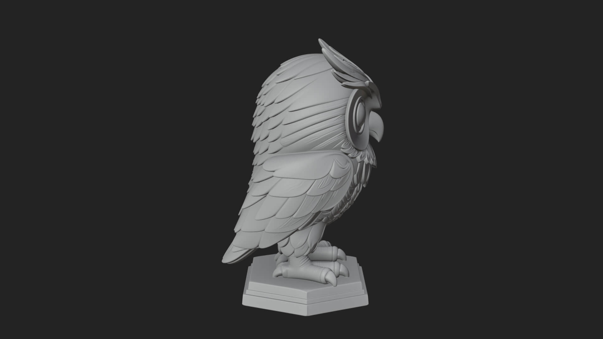 Horned Owl Bird Statue Design 6 3D Print Model 3D Model