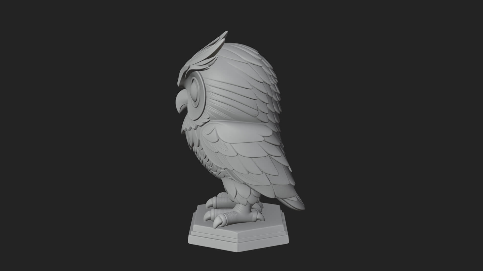 Horned Owl Bird Statue Design 6 3D Print Model 3D Model