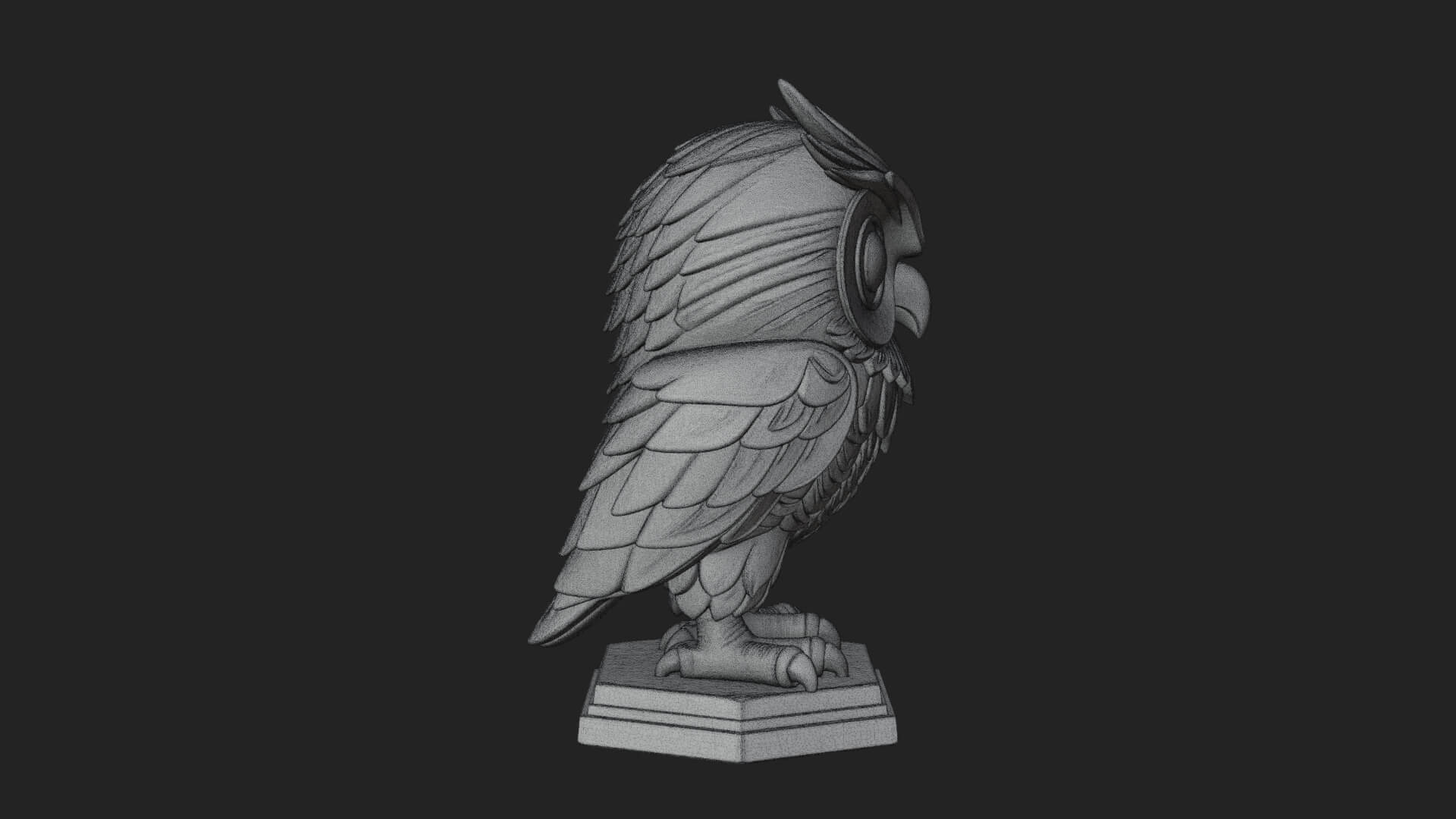 Horned Owl Bird Statue Design 6 3D Print Model 3D Model