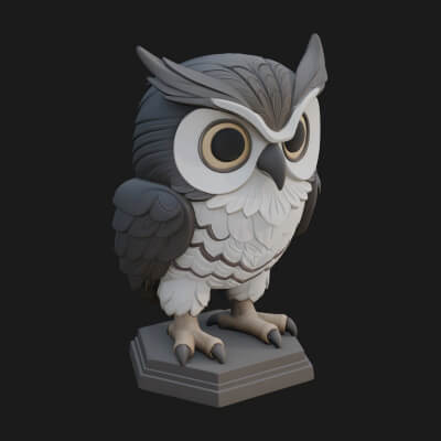 Horned Owl Bird Statue Design 6 3D Print Model