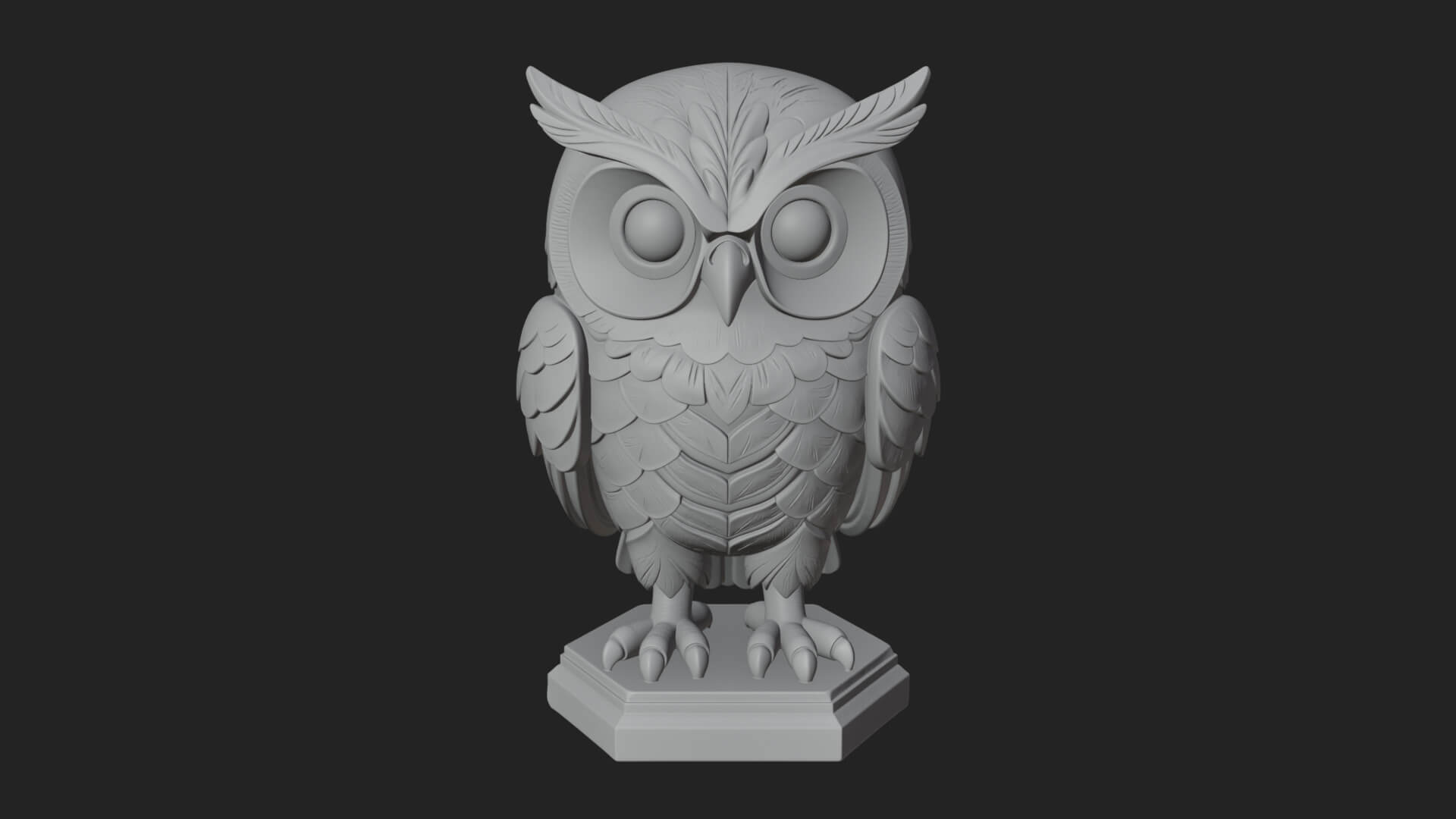Horned Owl Bird Statue Design 7 3D Print Model 3D Model