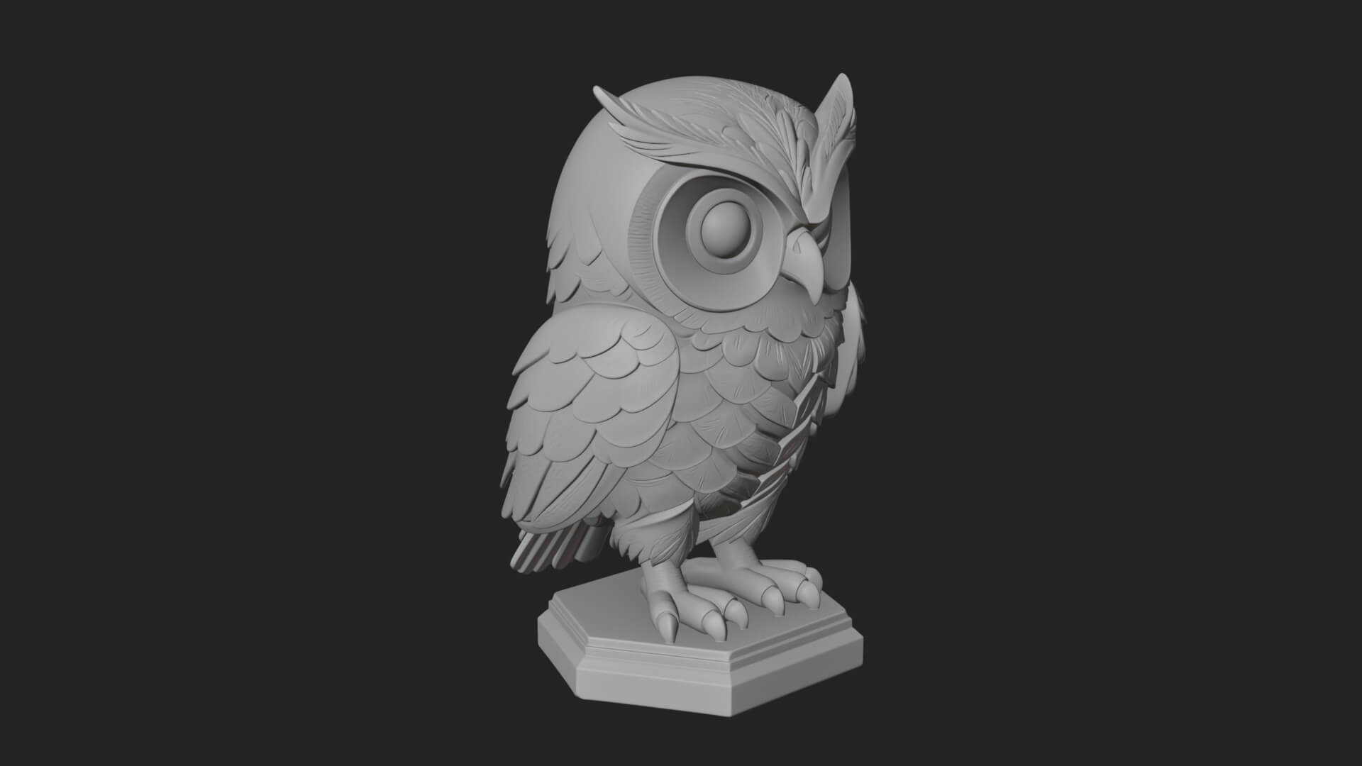 Horned Owl Bird Statue Design 7 3D Print Model 3D Model