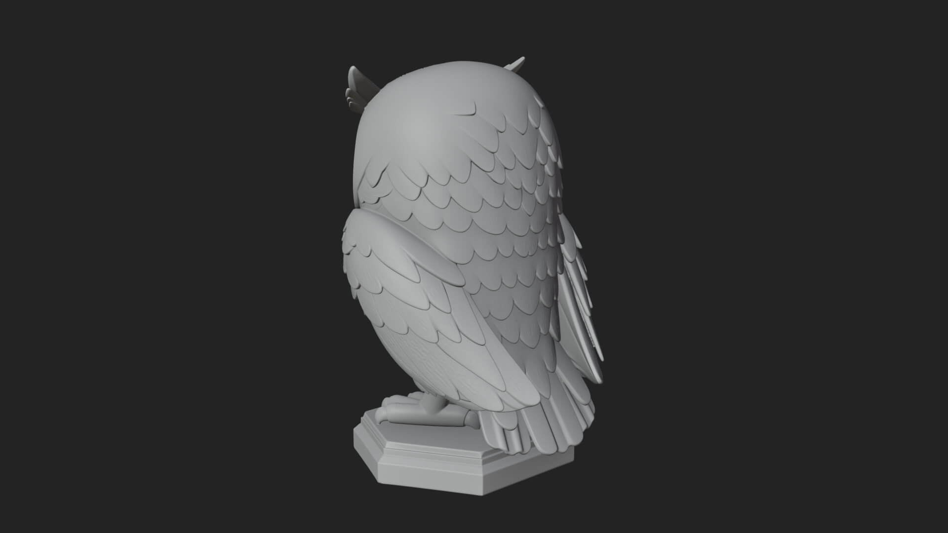 Horned Owl Bird Statue Design 7 3D Print Model 3D Model