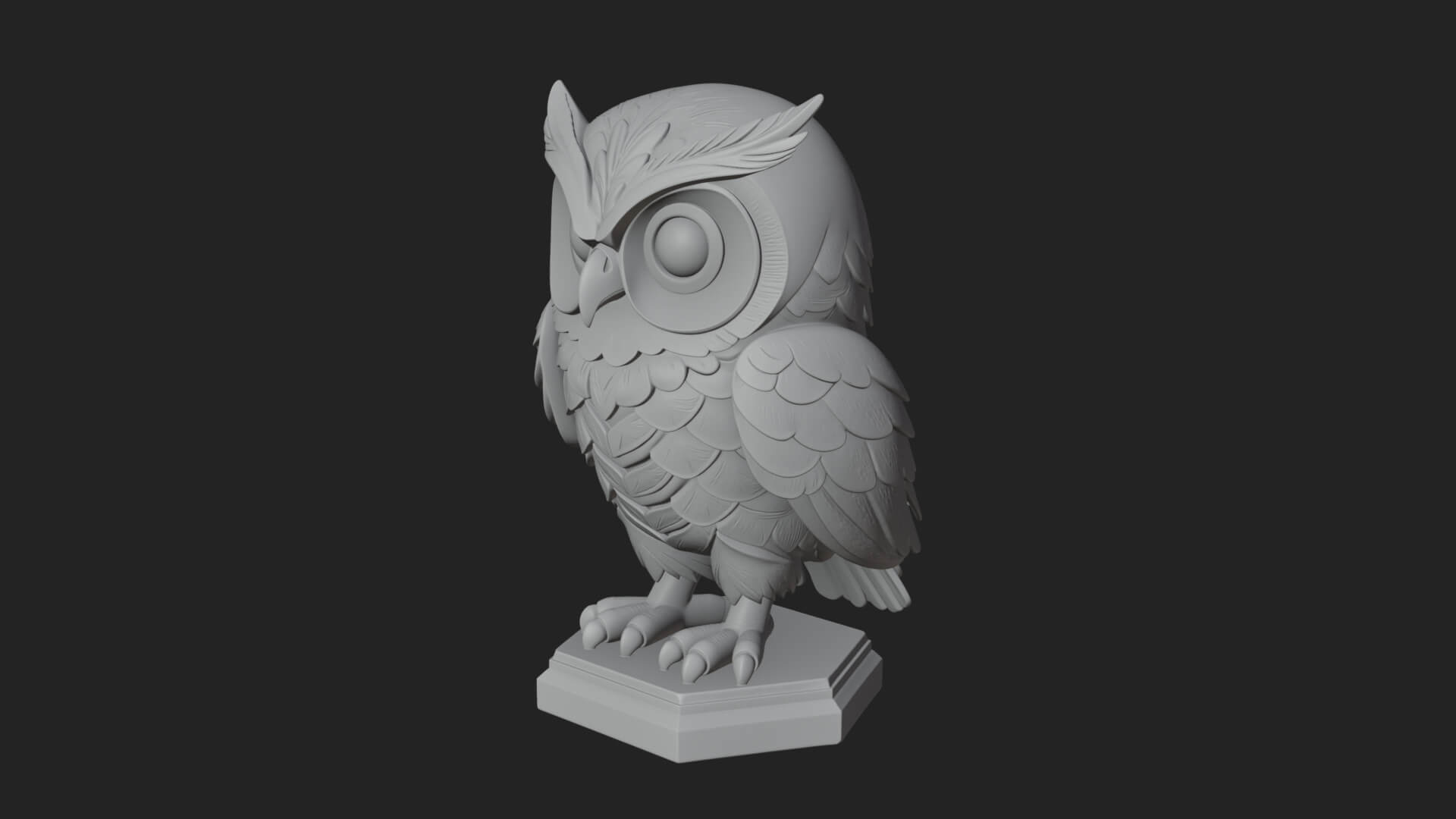 Horned Owl Bird Statue Design 7 3D Print Model 3D Model