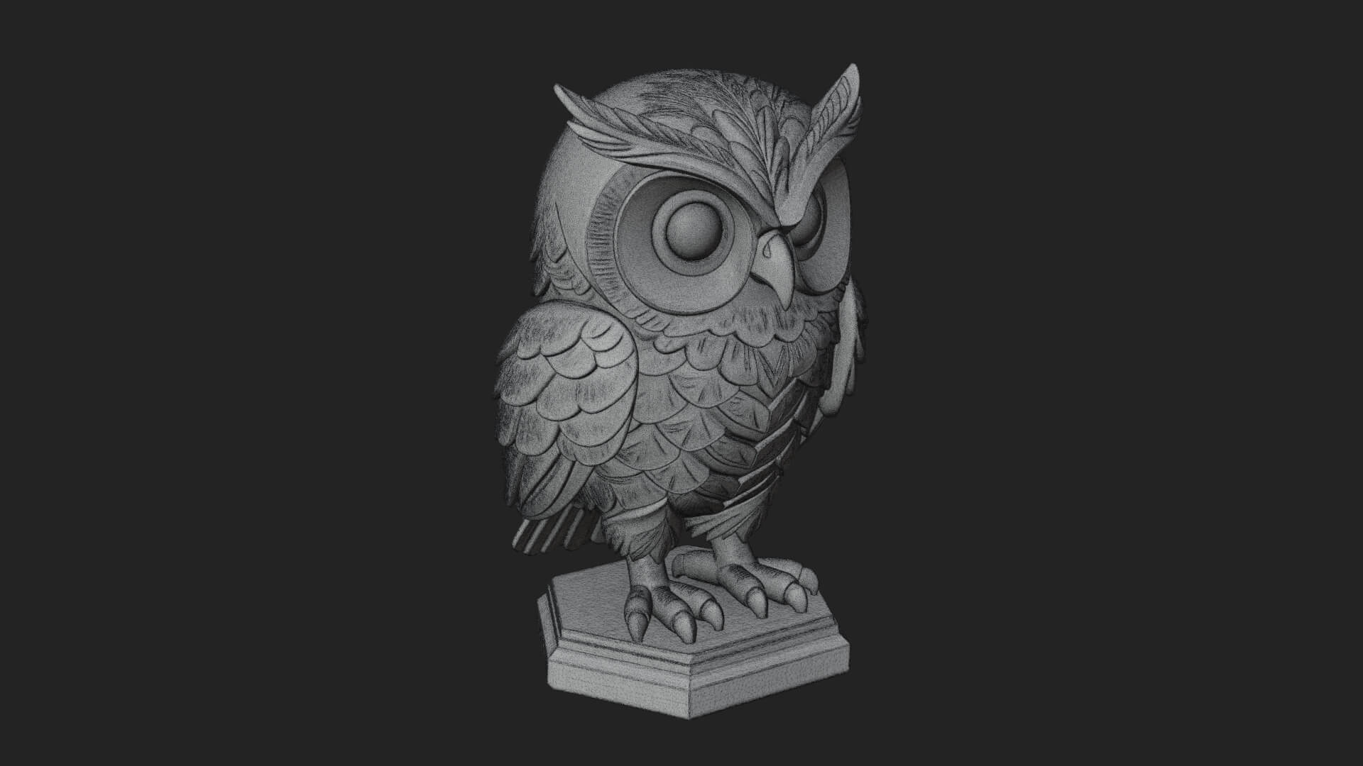 Horned Owl Bird Statue Design 7 3D Print Model 3D Model
