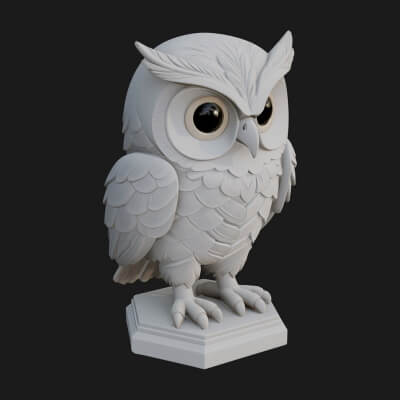 Horned Owl Bird Statue Design 7 3D Print Model