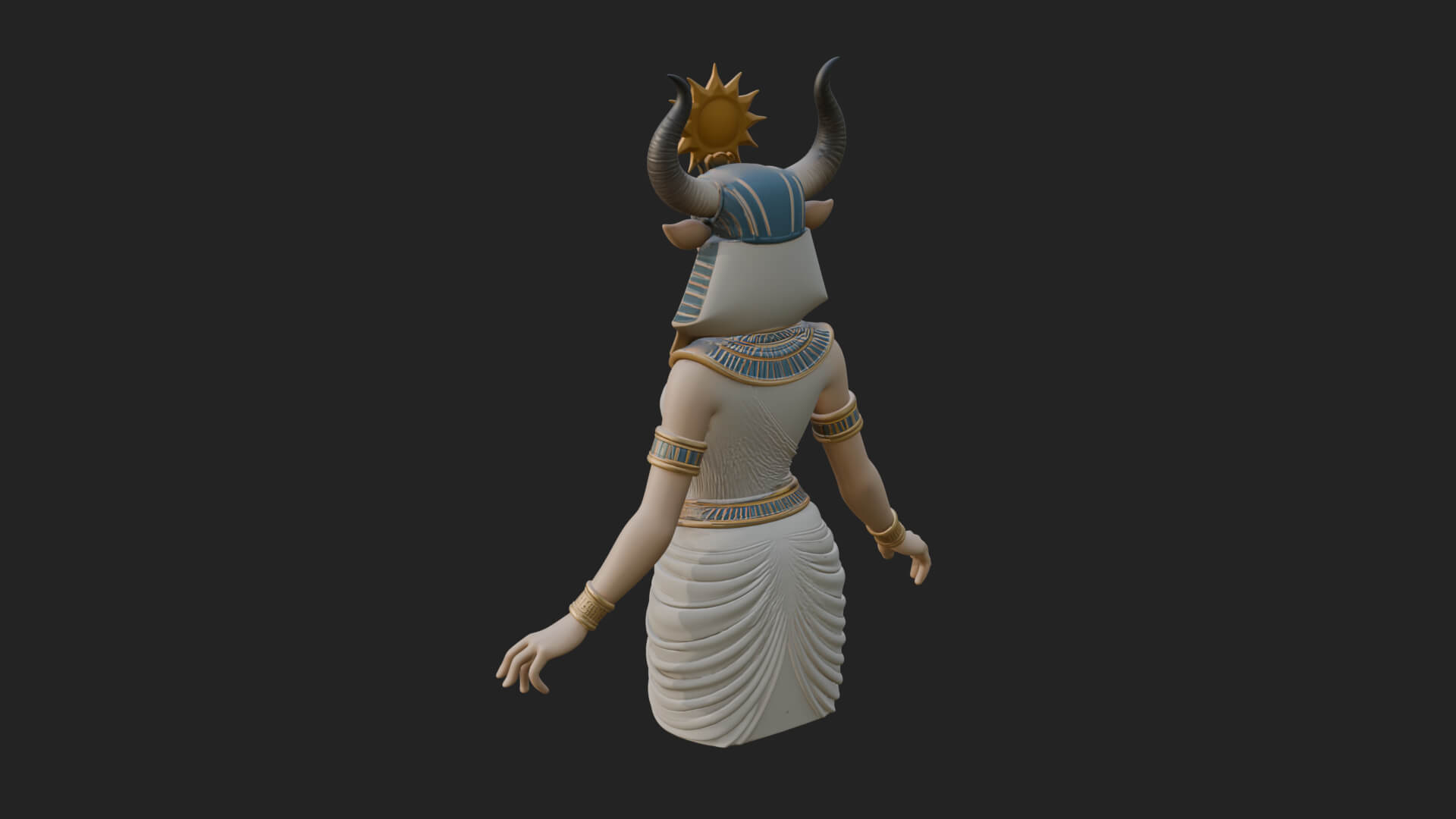 Horned Sun Crown Goddess Statue Design 1 3D Print Model 3D Model