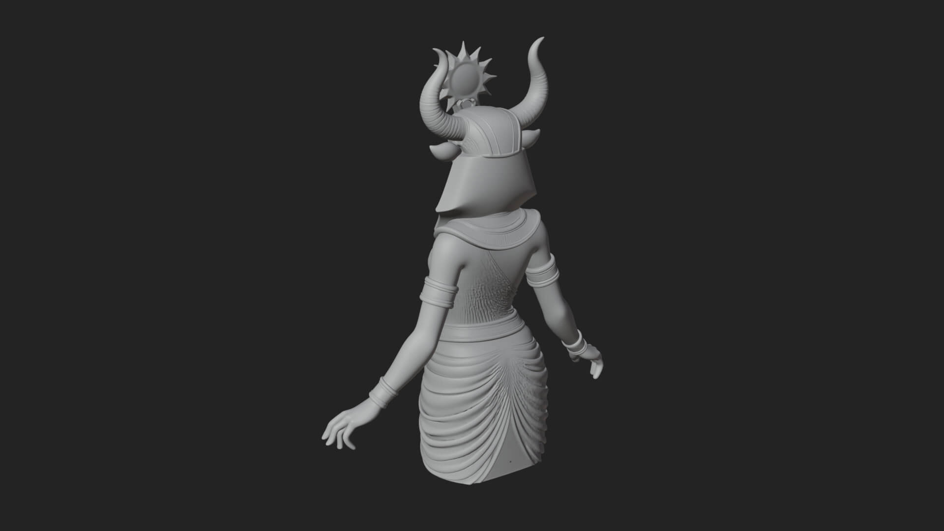 Horned Sun Crown Goddess Statue Design 1 3D Print Model 3D Model
