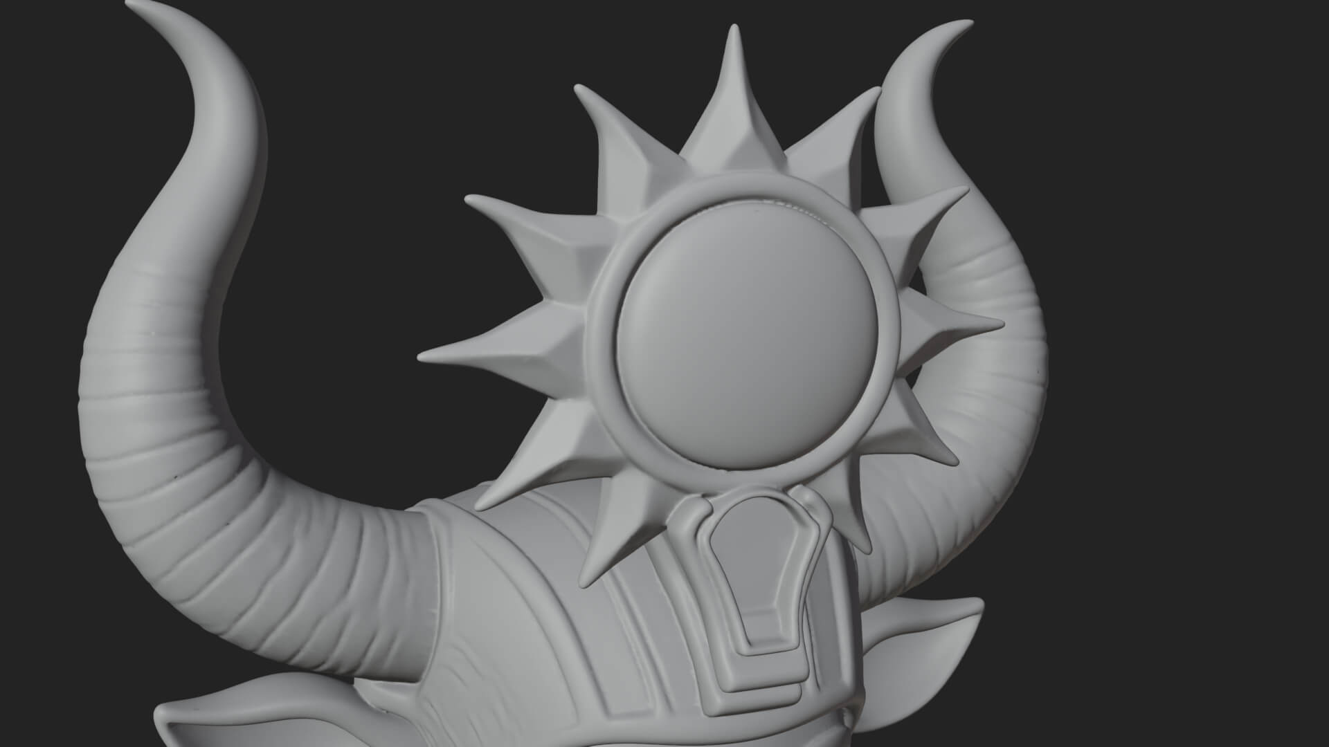 Horned Sun Crown Goddess Statue Design 1 3D Print Model 3D Model