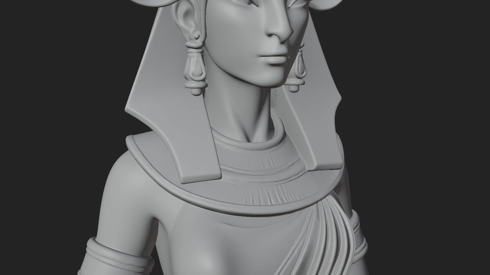 Horned Sun Crown Goddess Statue Design 1 3D Print Model 3D Model