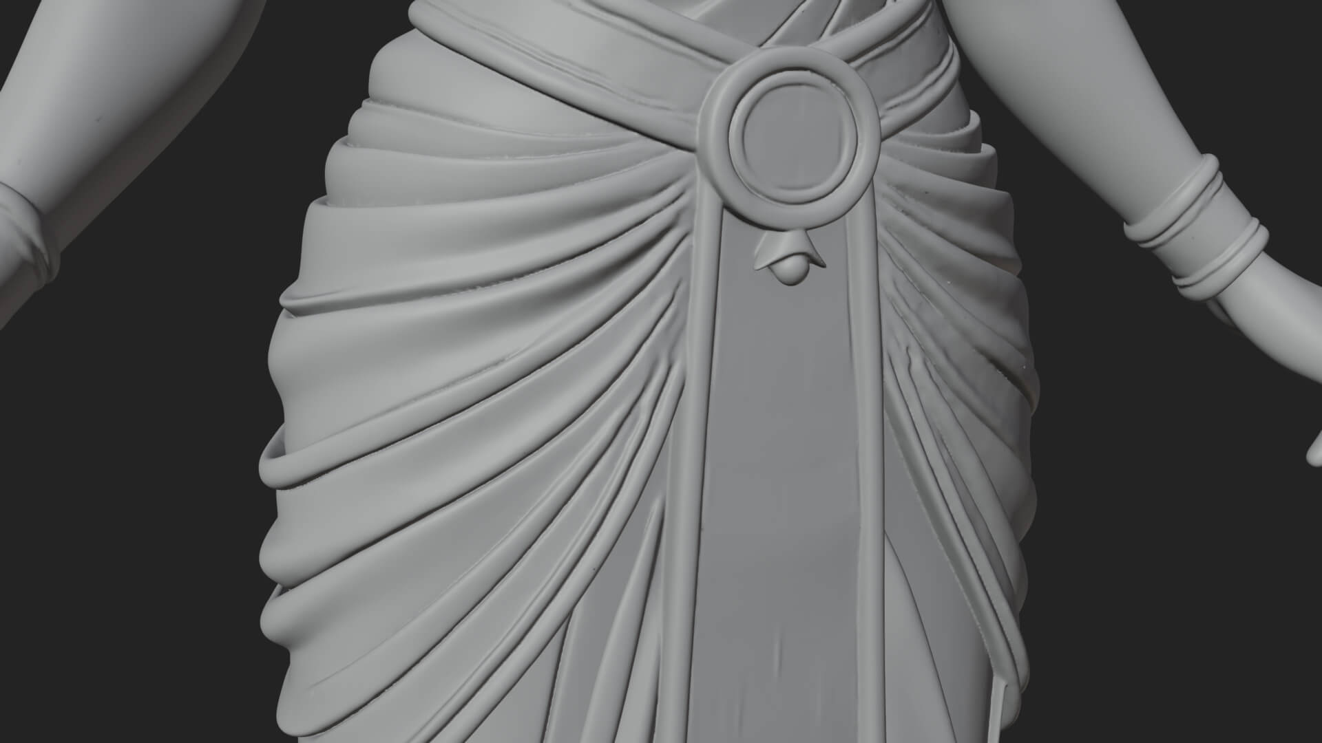 Horned Sun Crown Goddess Statue Design 1 3D Print Model 3D Model