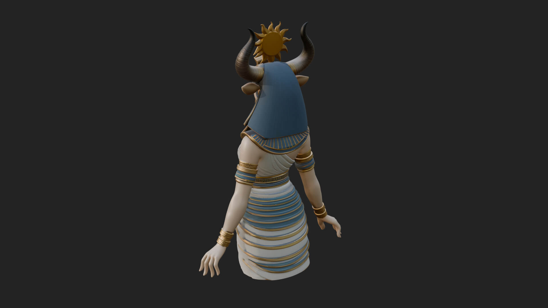 Horned Sun Crown Goddess Statue Design 2 3D Print Model 3D Model