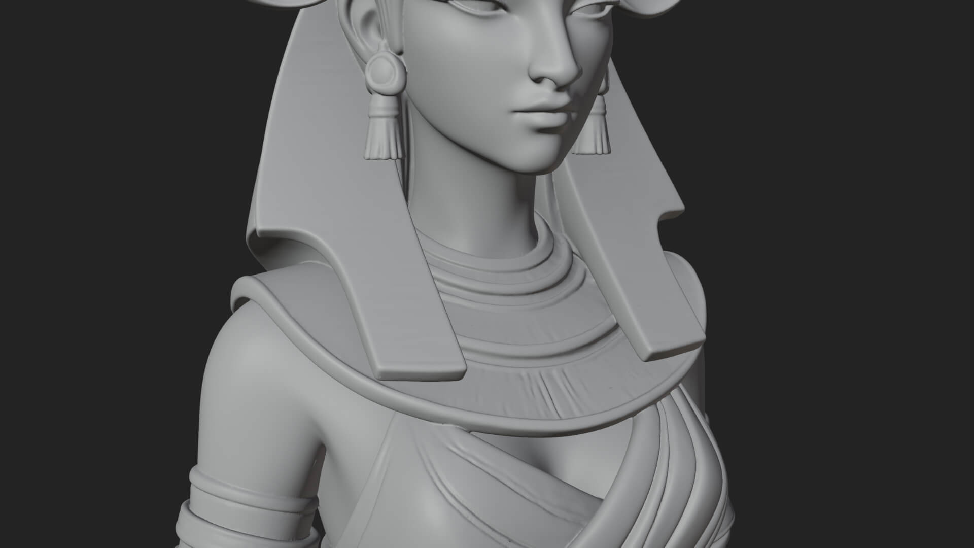 Horned Sun Crown Goddess Statue Design 2 3D Print Model 3D Model