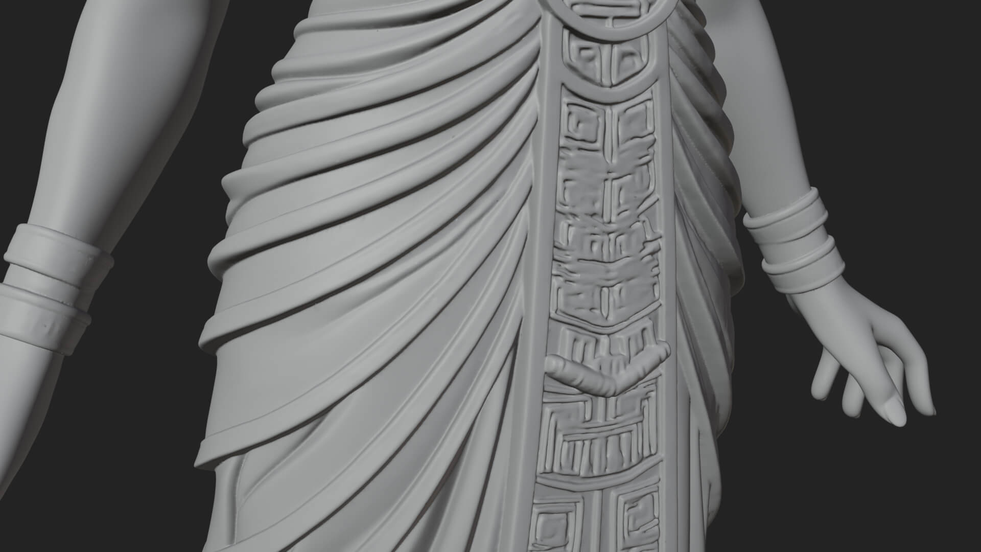 Horned Sun Crown Goddess Statue Design 2 3D Print Model 3D Model