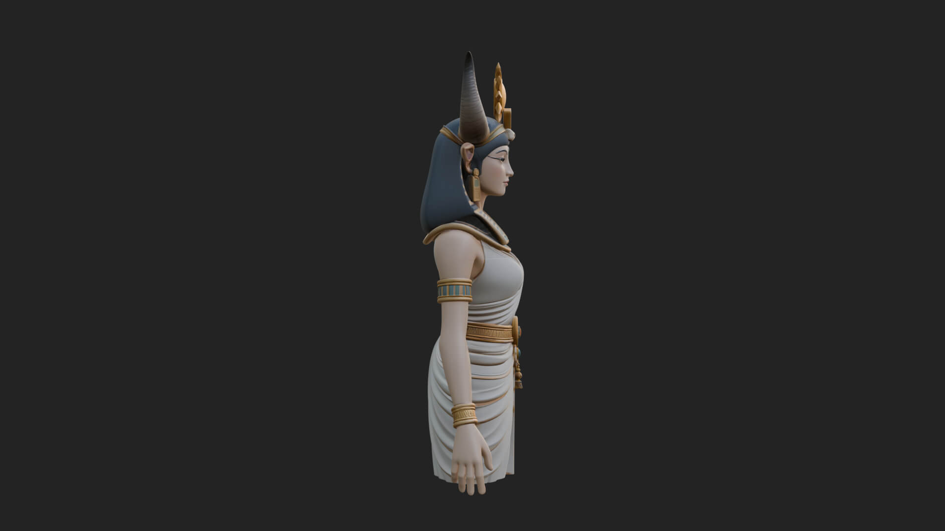 Horned Sun Crown Goddess Statue Design 3 3d Print Model 3D Model