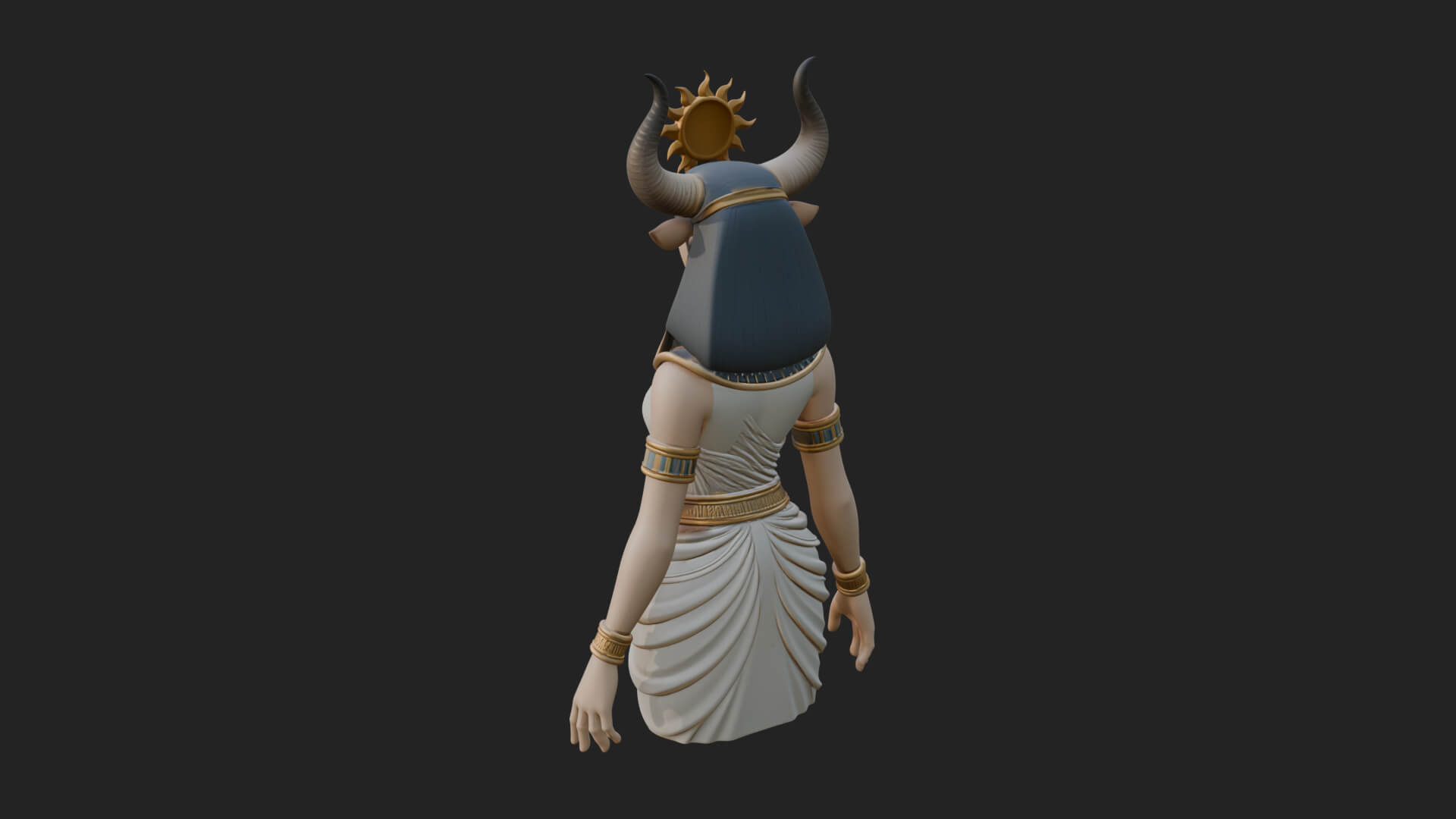 Horned Sun Crown Goddess Statue Design 3 3d Print Model 3D Model
