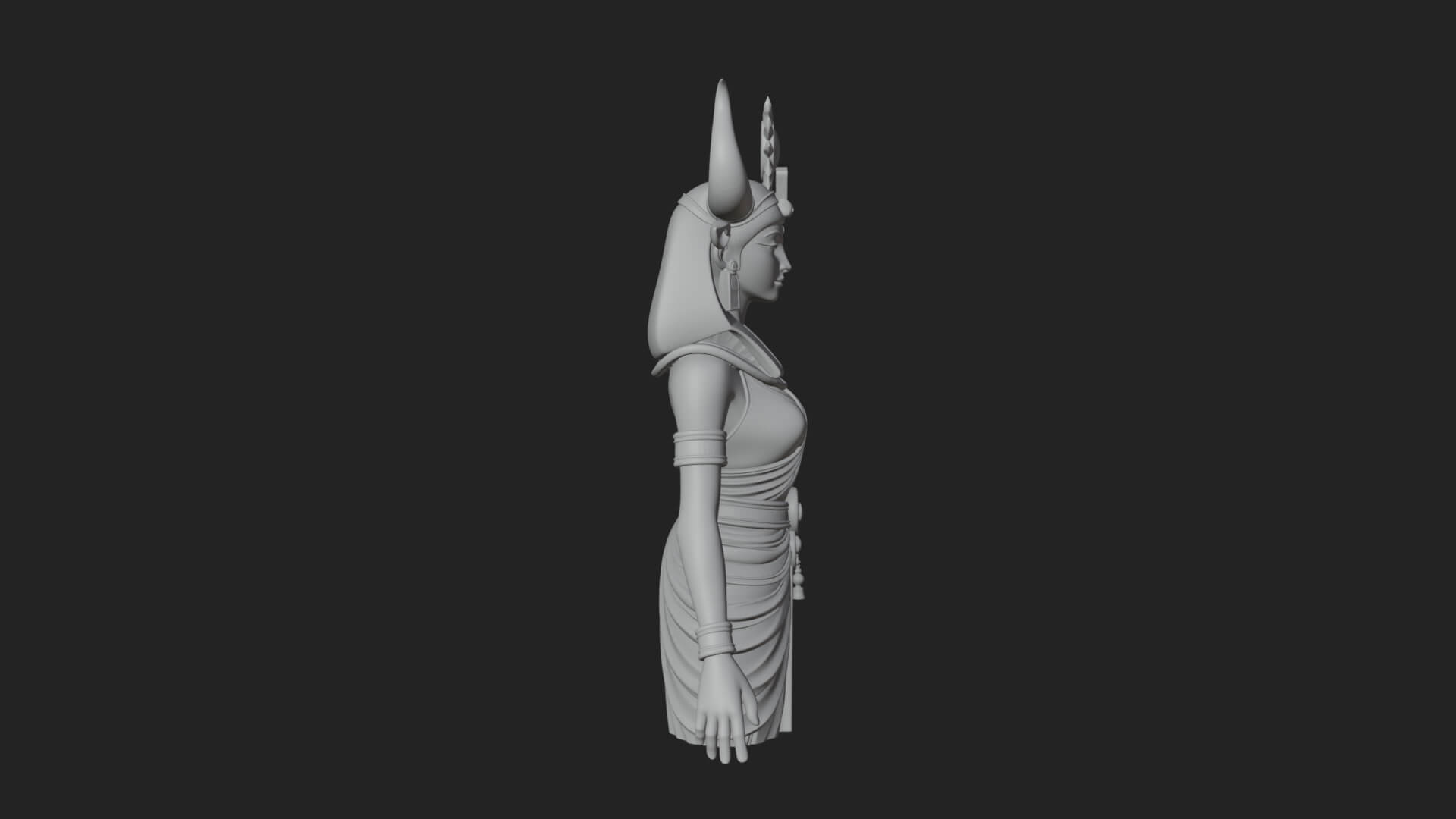 Horned Sun Crown Goddess Statue Design 3 3d Print Model 3D Model