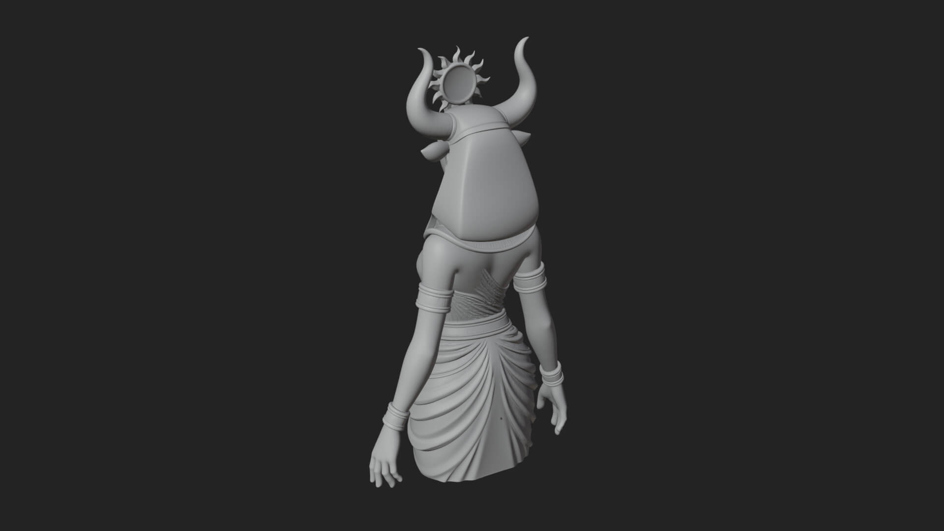 Horned Sun Crown Goddess Statue Design 3 3d Print Model 3D Model