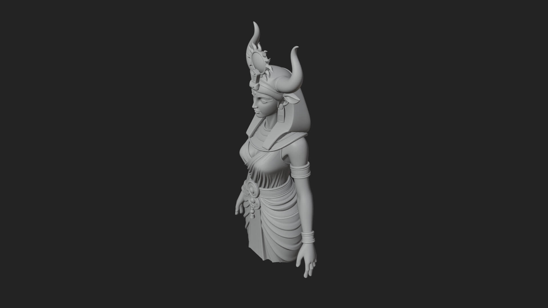 Horned Sun Crown Goddess Statue Design 3 3d Print Model 3D Model