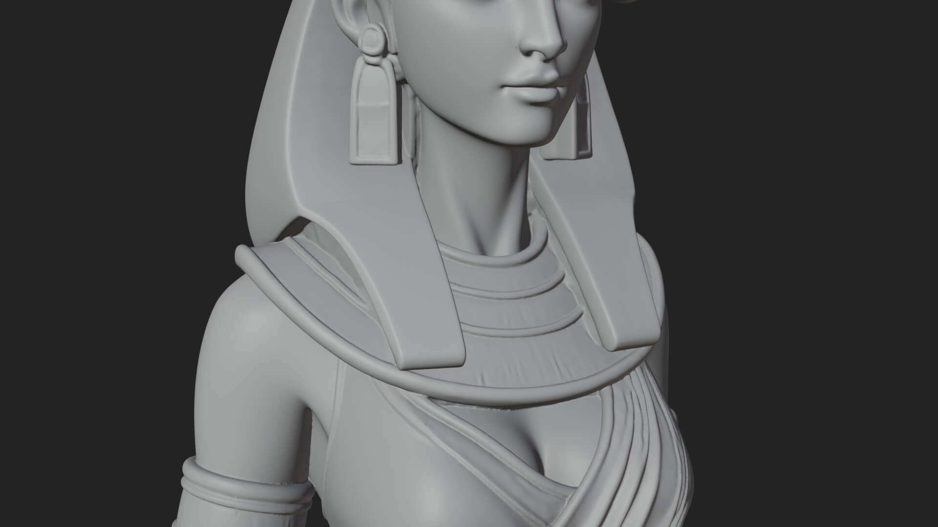 Horned Sun Crown Goddess Statue Design 3 3d Print Model 3D Model