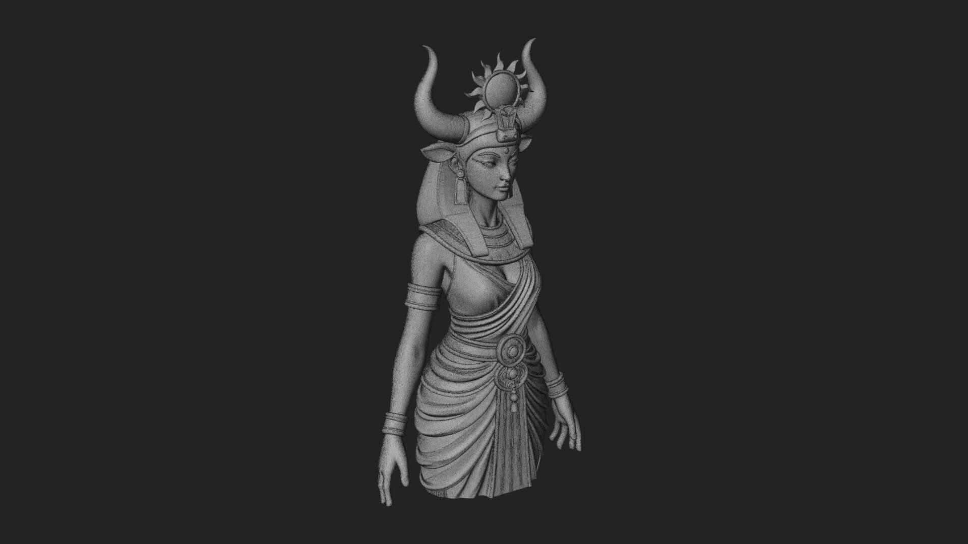 Horned Sun Crown Goddess Statue Design 3 3d Print Model 3D Model