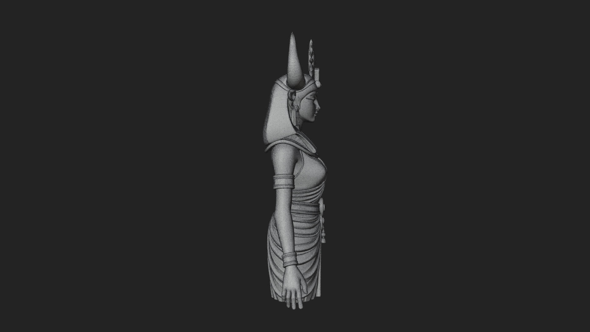 Horned Sun Crown Goddess Statue Design 3 3d Print Model 3D Model