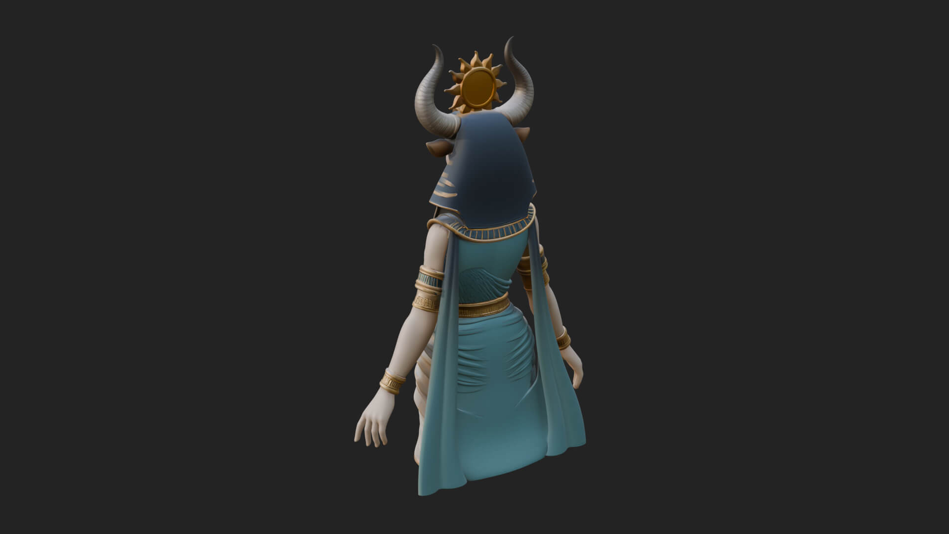 Horned Sun Crown Goddess Statue Design 4 3D Print Model 3D Model