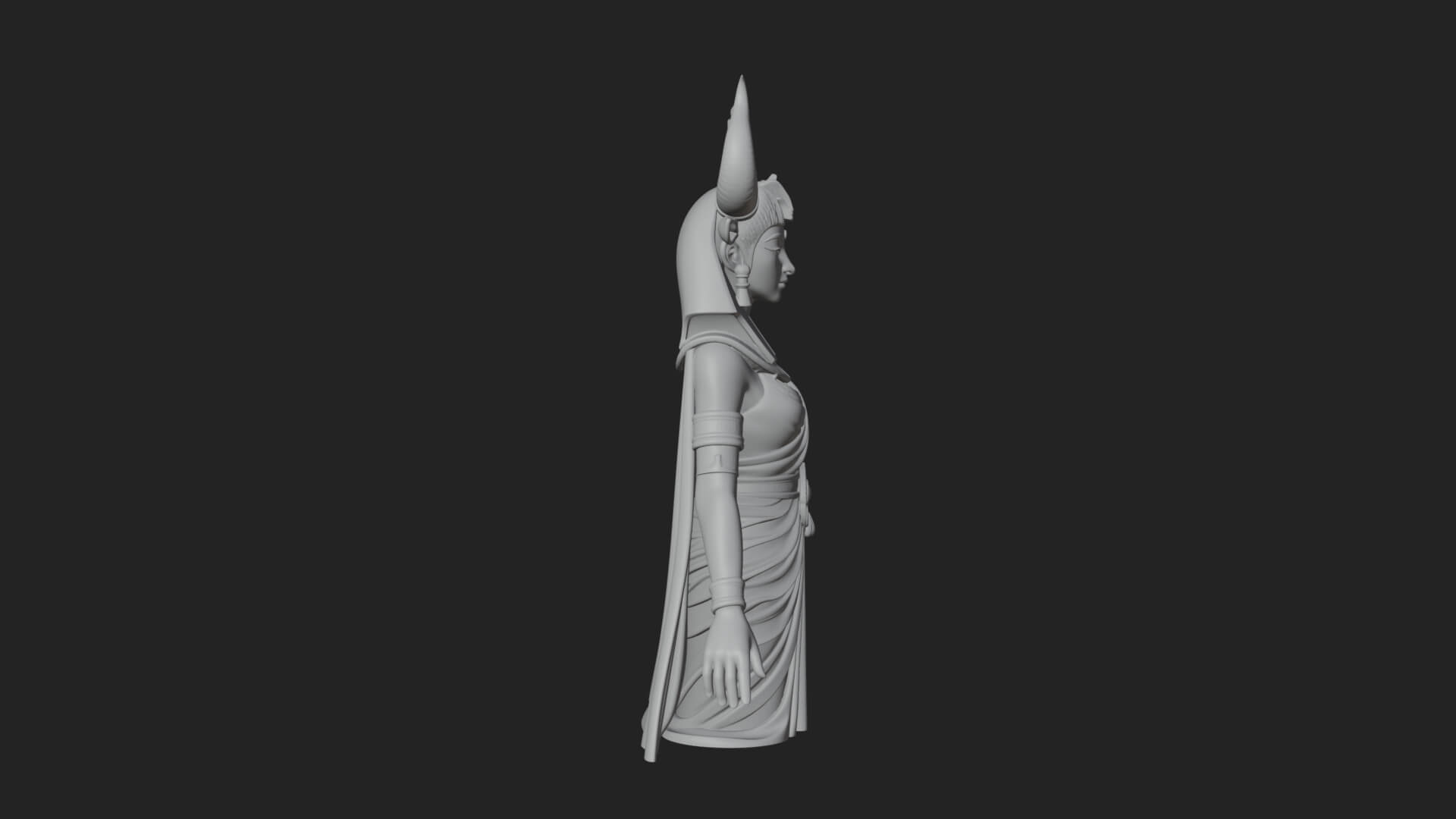 Horned Sun Crown Goddess Statue Design 4 3D Print Model 3D Model