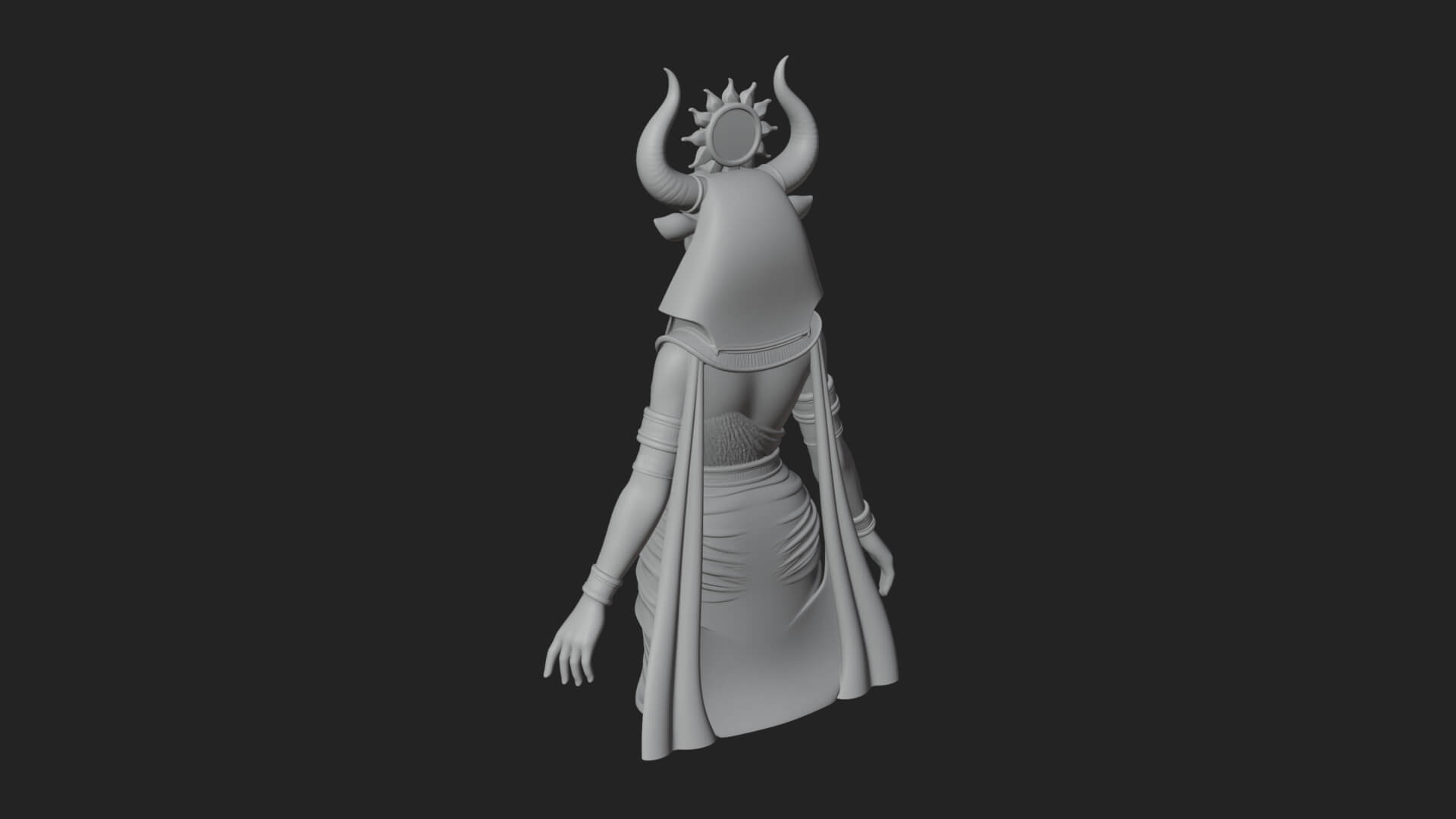 Horned Sun Crown Goddess Statue Design 4 3D Print Model 3D Model