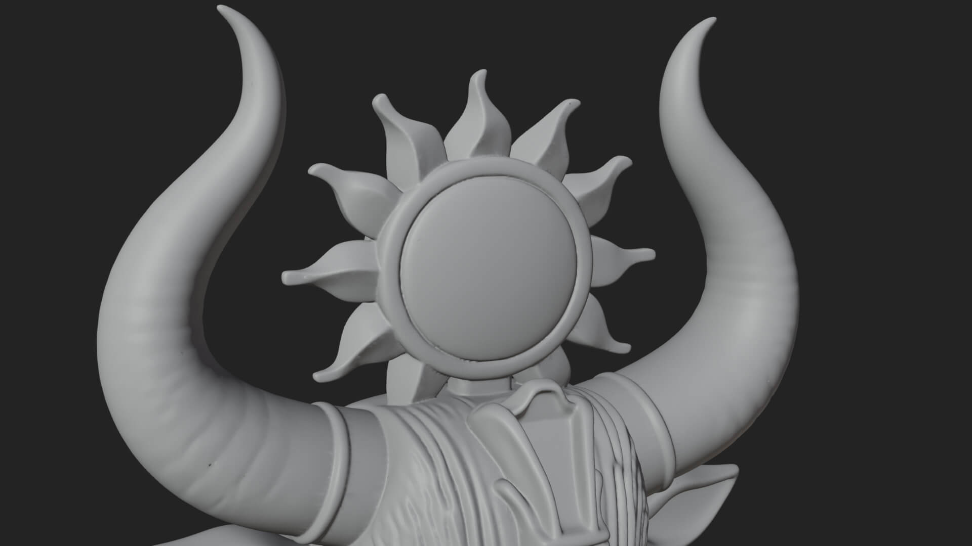 Horned Sun Crown Goddess Statue Design 4 3D Print Model 3D Model