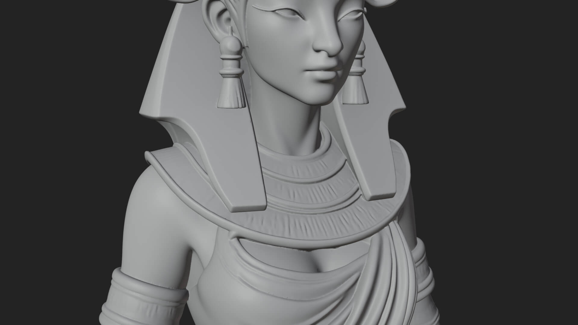 Horned Sun Crown Goddess Statue Design 4 3D Print Model 3D Model