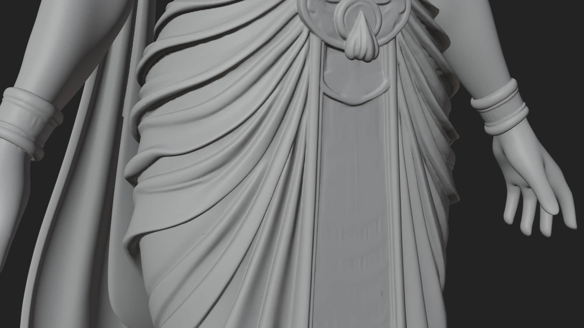 Horned Sun Crown Goddess Statue Design 4 3D Print Model 3D Model